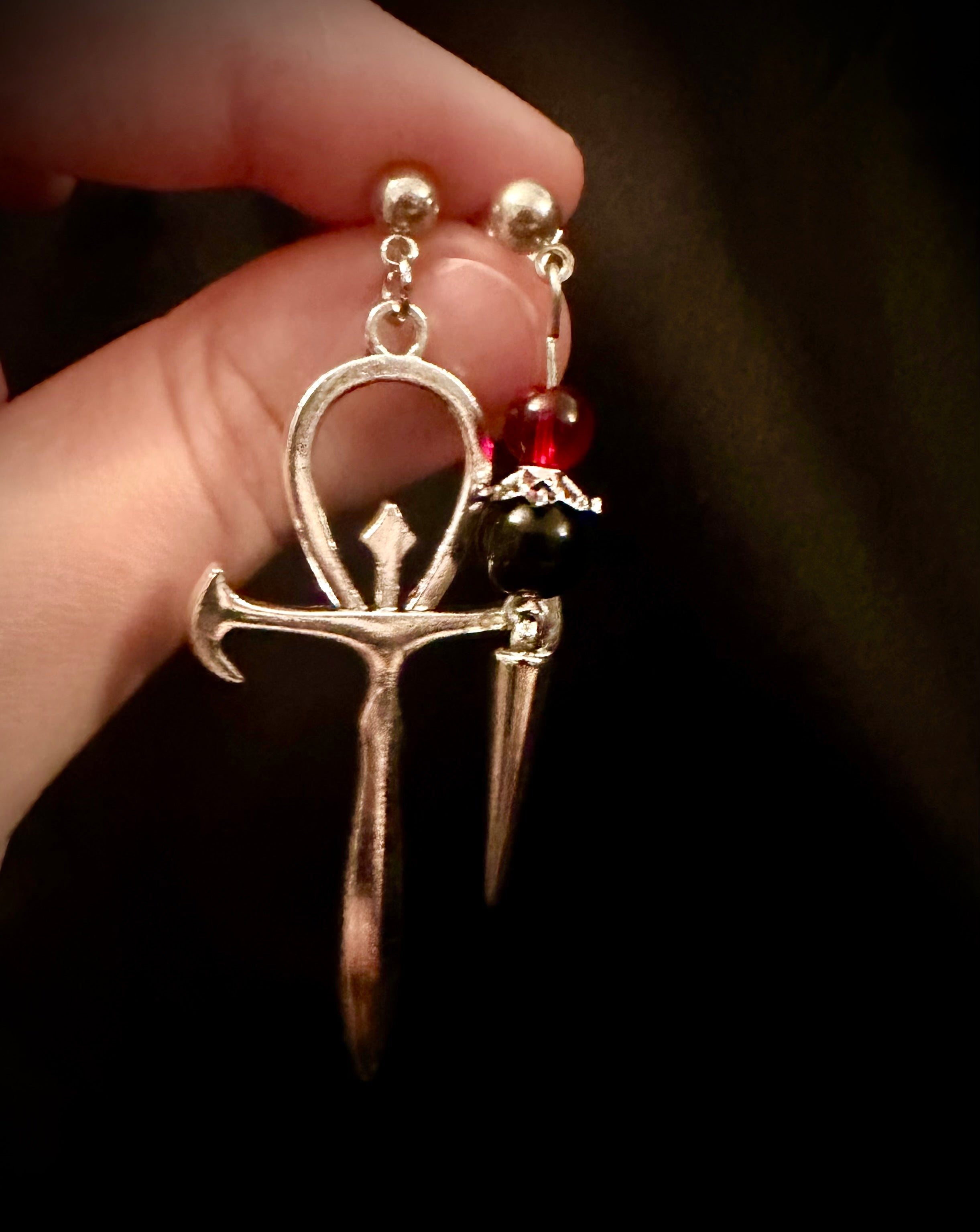 Vampire Ankh Mismatched Earrings