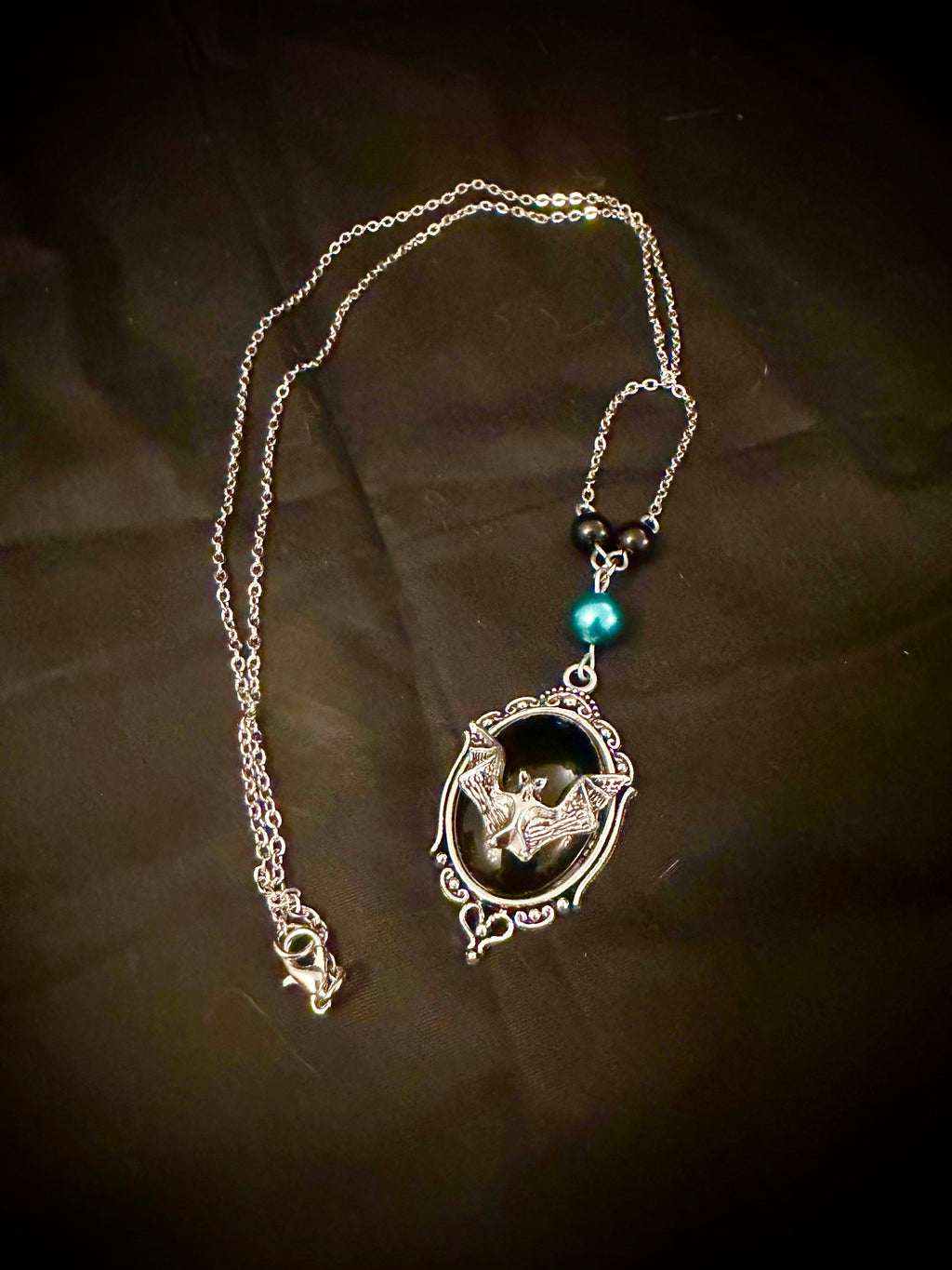 Black Bat Charm Necklace