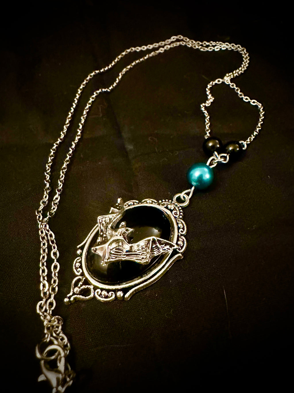 Black Bat Charm Necklace